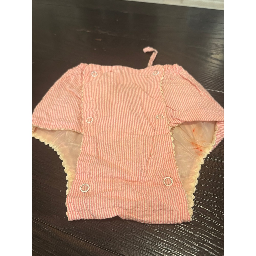 Vintage Pink Seersucker Training Pants Plastic Lined